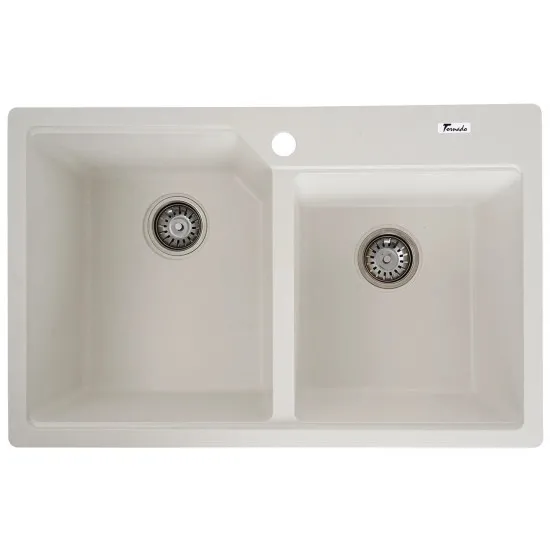 Мойка кухонная Tornado Quartz Duo 80, White