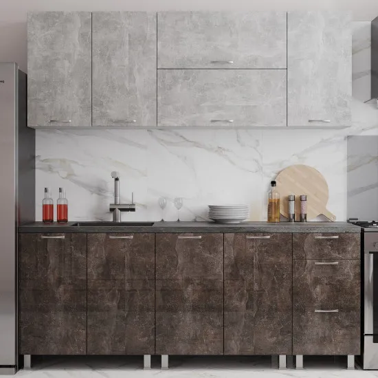 Кухня ML-Mobila Djaz 2.0 м, Белый / Ателье темный / Ателье светлый