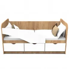 Patut copii ML-Mobila Junior 1, 80 х 160 cm, Stejar auriu/ Alb Patut copii ML-Mobila Junior 1, 80 х 160 cm, Stejar auriu/ Alb