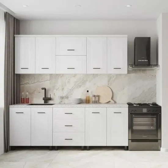 Кухня ML-Mobila Ева 2.2 м, Белый / Белый глянец