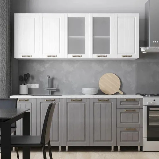 Bucatarie ML-Mobila Provans 2.0 m, Alb / Grafit / Alb