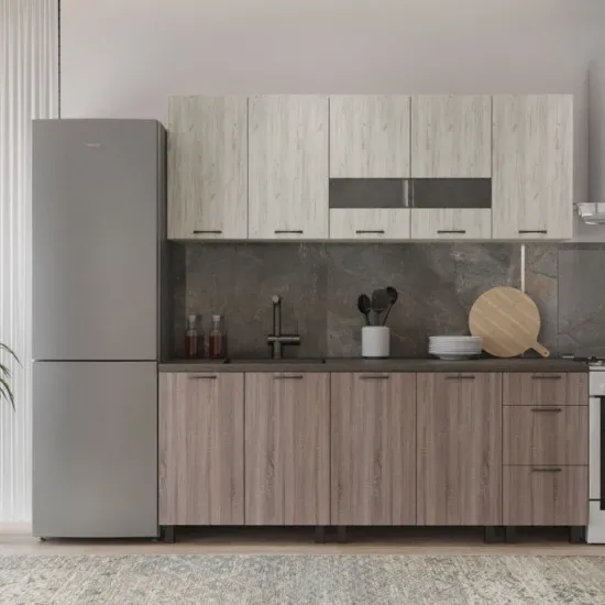 Bucatarie ML-Mobila Omega New 2.0 m, Stejar Endgray / Artwood deschis