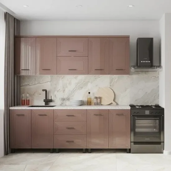 Bucatarie ML-Mobila Eva 2.2 m, Alb / Gloss Cappuccino