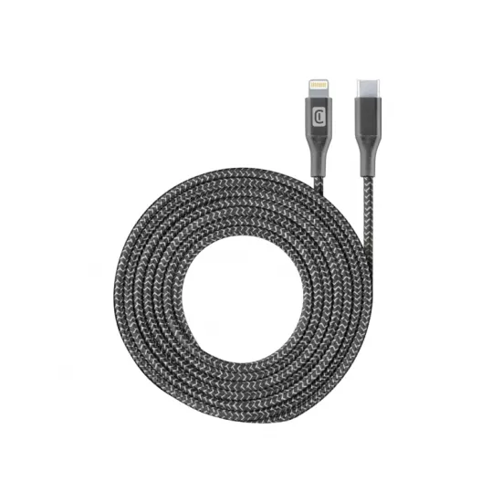 Cablu Cellularline Long MFI Lightning/USB Type-C, Black