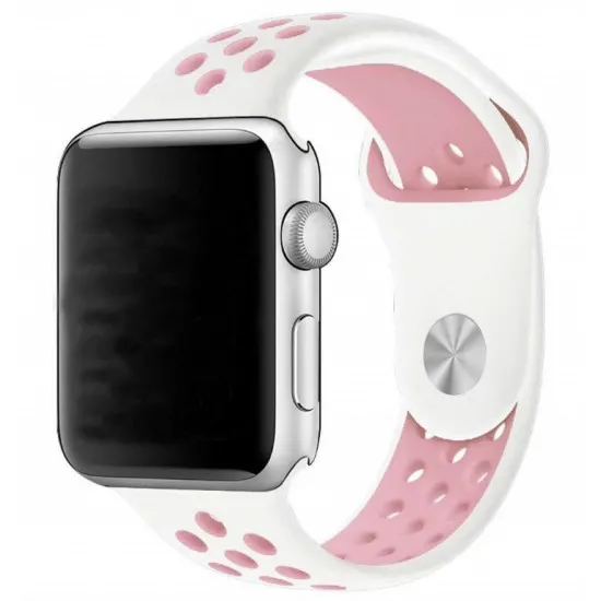 Curelușă Helmet Apple Watch 38/40mm White/Pink (silicon)