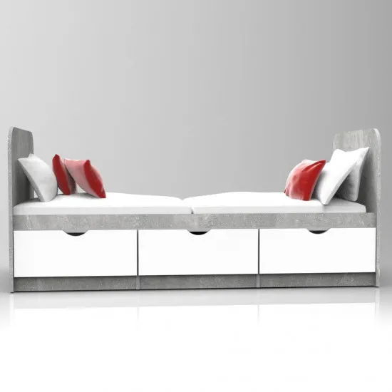 Детская кровать ML-Mobila Junior 2, 90 х 200 см, Ателье светлый / Белый