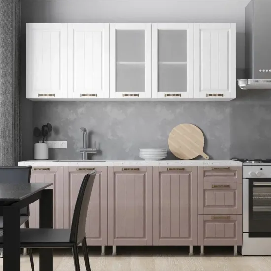 Bucatarie ML-Mobila Provans 2.0 m, Alb / Capuccino / Alb