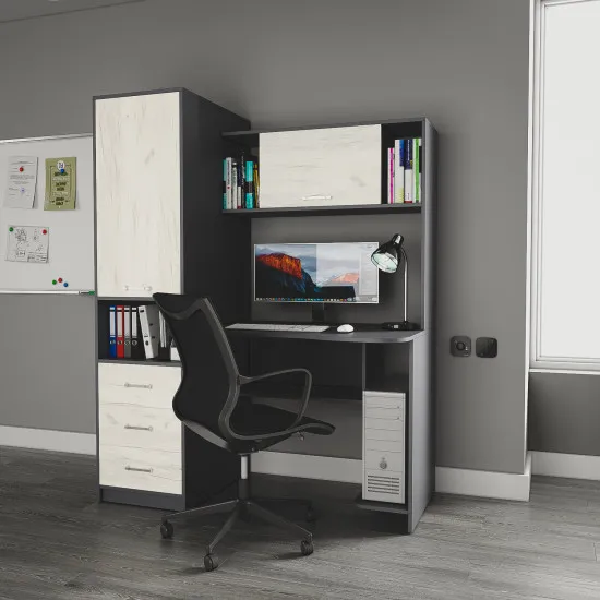 Masă calculator ML-Mobila ML-5, Antracit / Stejar craft alb