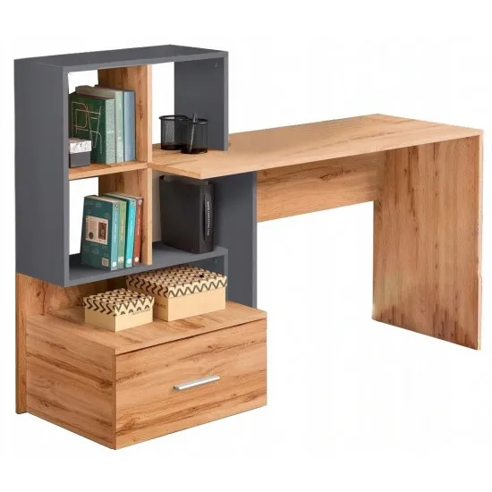 Masă oficiu Halmar Grosso, Stejar/Antracit