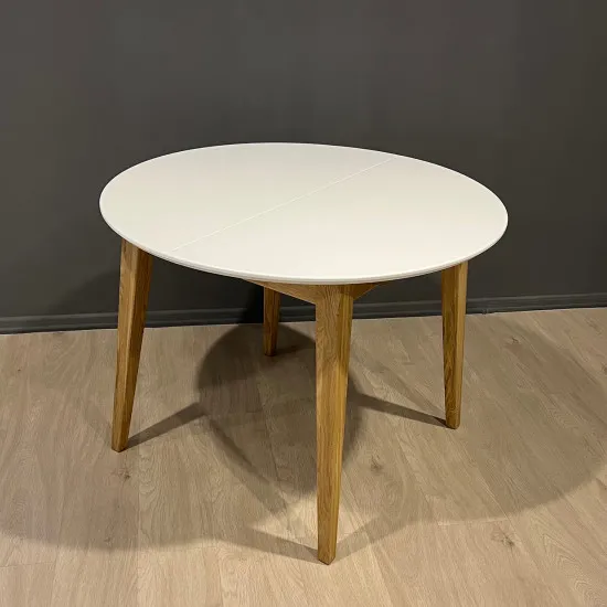 Masă pentru bucătărie Mobicasa Geneva 100/140x100, Alb/Natur