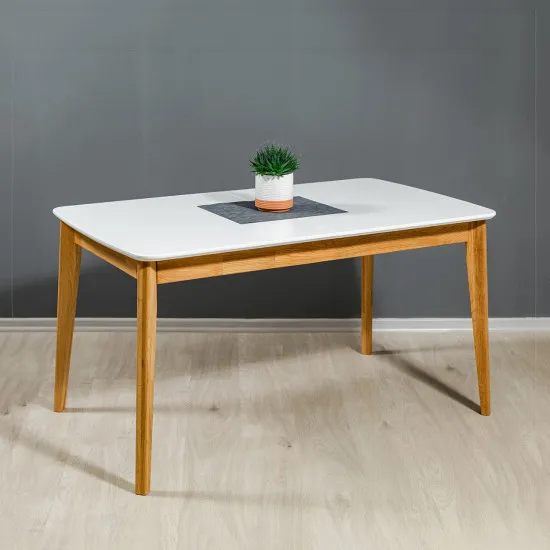 Masă pentru bucătărie Mobicasa Mary 1400/1850x800, White/ Natural