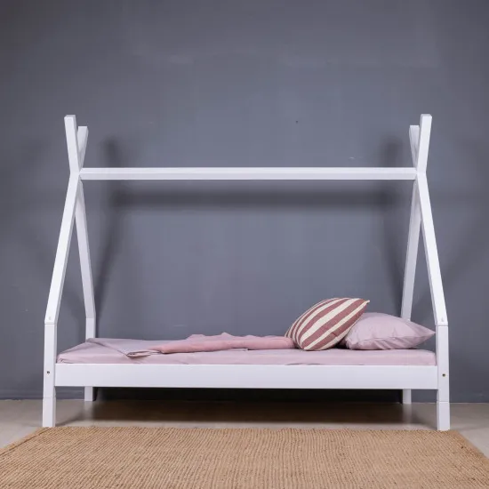 Pat pentru copii Mobicasa Daisy, cu înălțime reglabilă, fără sertare 90 x 200 cm, Alb