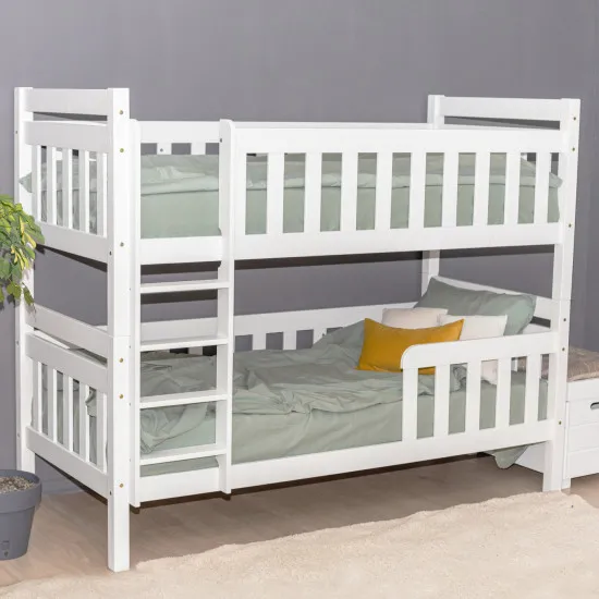 Pat copii Mobicasa Garfield, etajat, fără sertare 90 x 200 cm, Alb