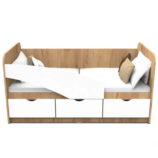 Кроватка детская ML-Mobila Junior 1, 80 х 180 см, Дуб золотой / Белый