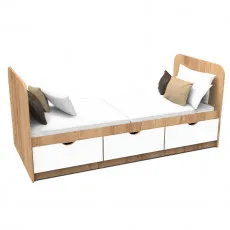 Patut copii ML-Mobila Junior 2, 90 х 200 cm, Stejar auriu/ Alb Patut copii ML-Mobila Junior 2, 90 х 200 cm, Stejar auriu/ Alb