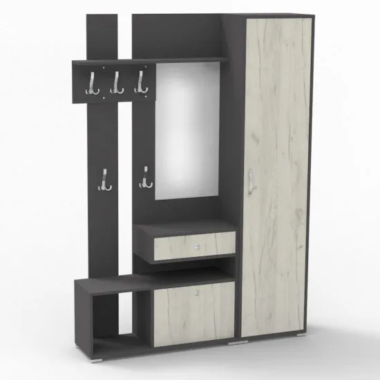 Прихожая ML-Mobila ML-2 (150 см), Антрацит / Дуб крафт белый