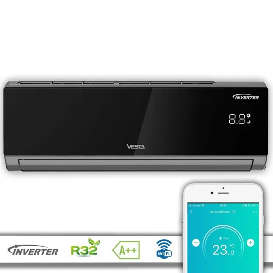 Aparat de aer condiționat Vesta AC-12i Smart Inverter Wi-Fi, 12000 BTU, pana la 25 m², Черный