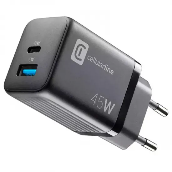 Încărcător Cellularline Wall Charger GAN 45 W, Black