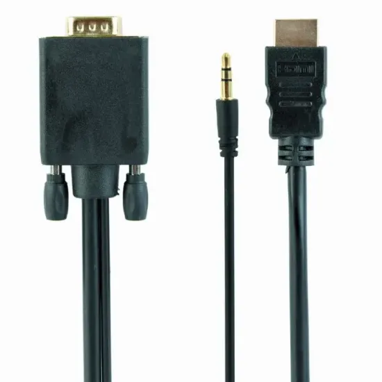 Cablu video Cablexpert HDMI (M)/VGA D-Sub + 3.5 mm Jack, Black (A-HDMI-VGA-03-10)