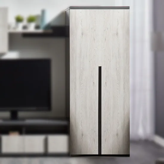 Шкаф для одежды Ambianta Duet (85 см) со штангой и полками, Gray/White Samoa