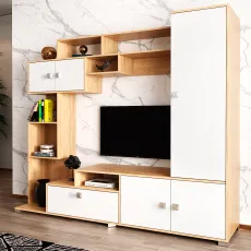 Living ML-Mobila ML-11 (210 cm), Stejar auriu/ Alb Living ML-Mobila ML-11 (210 cm), Stejar auriu/ Alb