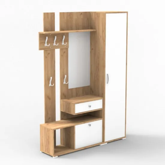 Прихожая ML-Mobila ML-2 (150 см), Дуб золотой / Белый