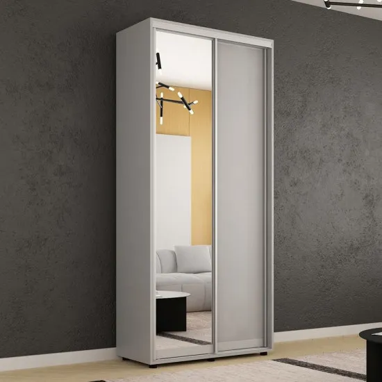 Шкаф купе Mobildor Compact (130 см) с одним зеркалом, Gray