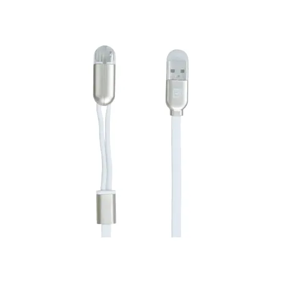 Кабель Remax Binary Lightning, micro-USB/USB Type-A, White (RC-025t)