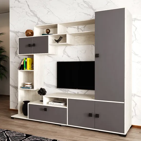 Living ML-Mobila ML-11 (210 cm), Kraft Alb / Antracit