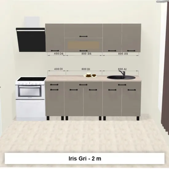 Bucatarie modulara Ambianta Iris 2.0 m, Gri