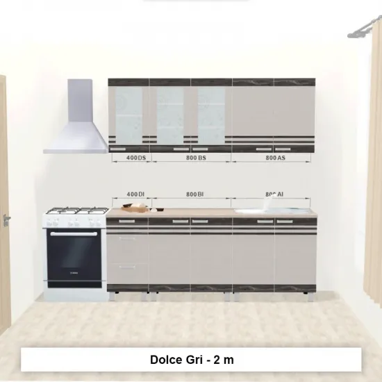Bucatarie modulara Ambianta Dolce 2.0 m, Gri