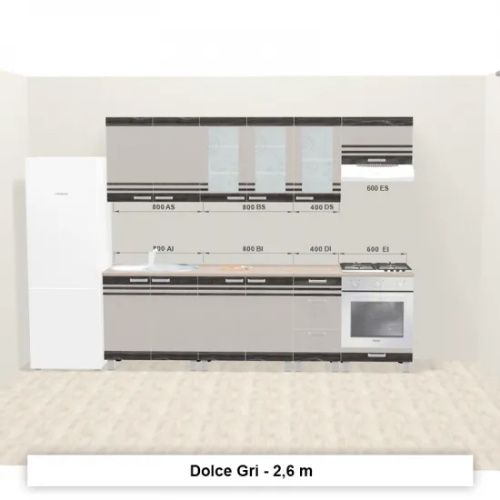 Bucatarie modulara Ambianta Dolce 2.6 m, Gri