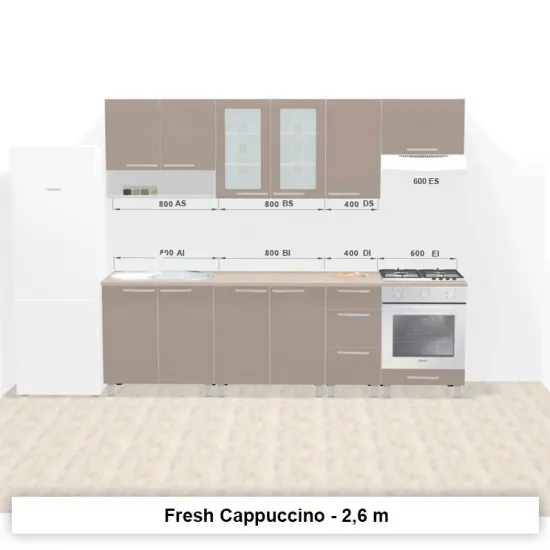 Bucatarie modulara Ambianta Fresh 2.6 m, Cappuccino