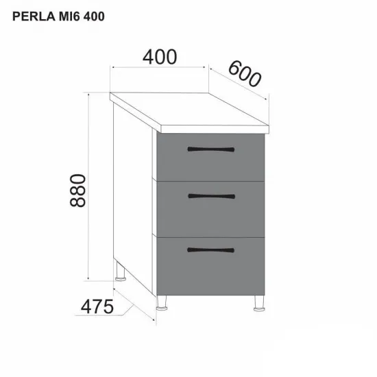 Modul inferior 3 sertare Ambianta Perla MI6 400 Cappuccino