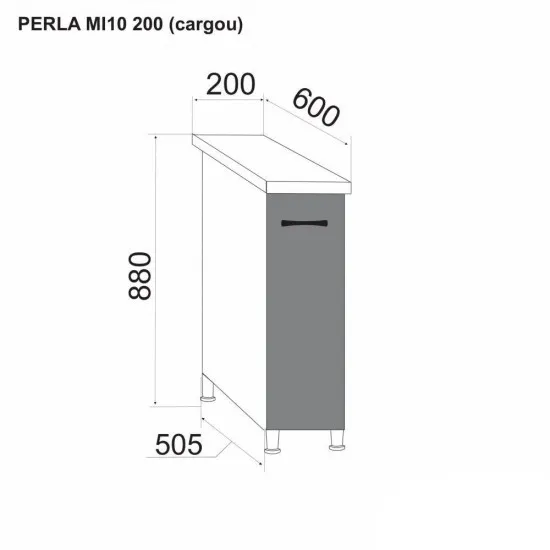 Modul inferior cu cargo Ambianta Perla MI10 200 Cappuccino