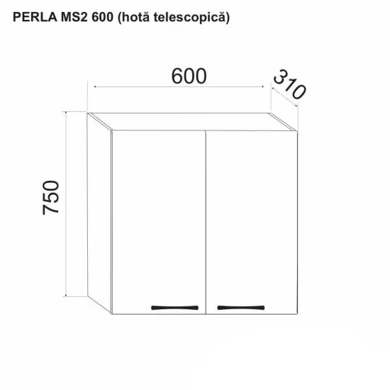 Modul superior hota telescopica Ambianta Perla MS2 600 Alb