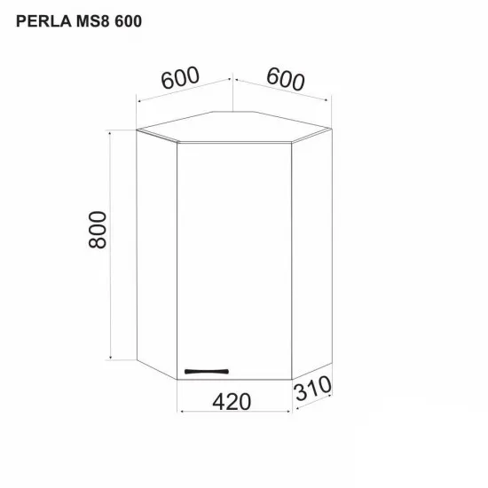 Modul superior de colt Ambianta Perla MS8 600 Alb