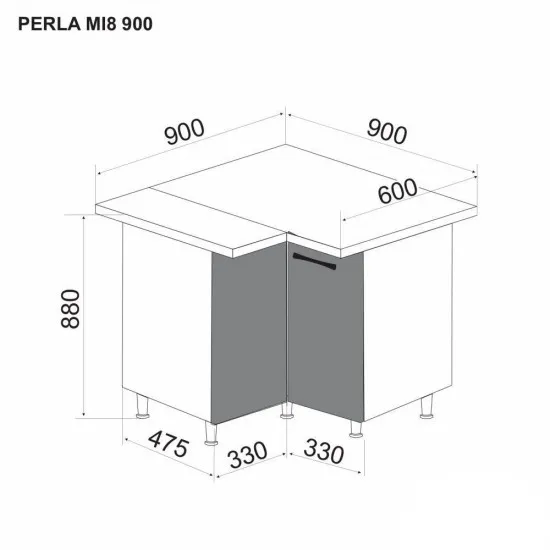 Modul inferior de colt Ambianta Perla MI8 900 Creme