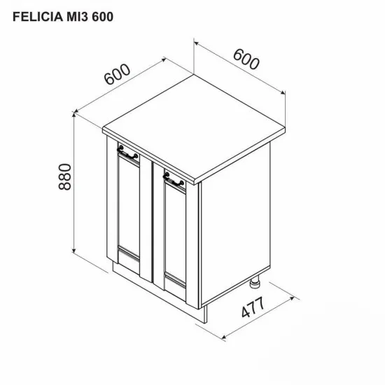 Modul inferior Ambianta Felicia MI3 600, Alb