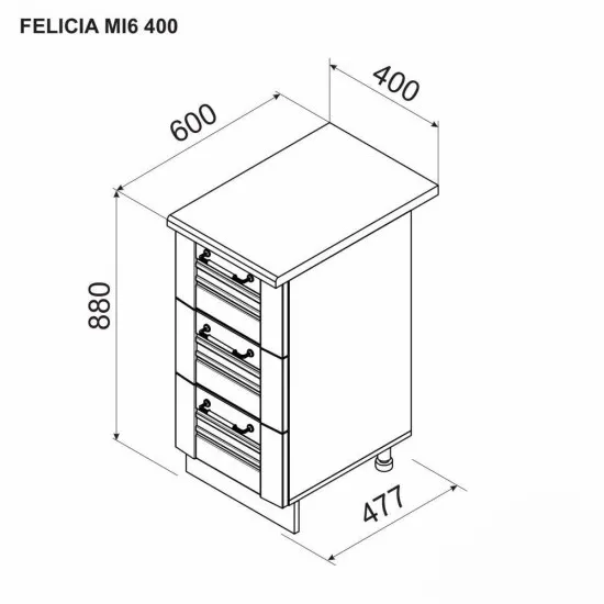 Modul inferior Ambianta Felicia MI6 400 cu sertare, Alb