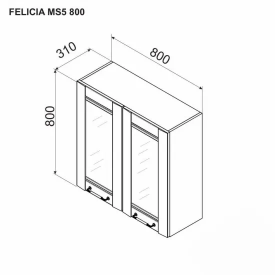 Modul superior Ambianta Felicia MS5 800 usi cu sticla, Alb