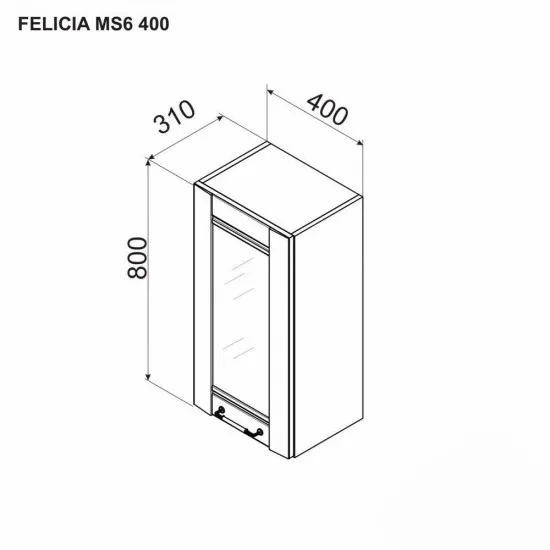 Modul superior Ambianta Felicia MS6 400 usa cu sticla, Alb