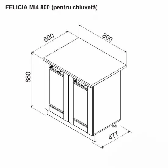 Modul inferior Ambianta Felicia MI4 600 chiuveta, Gri