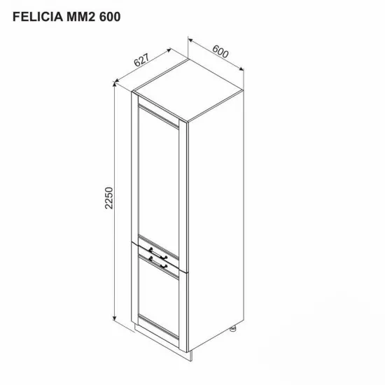 Кухонный шкаф-пенал Ambianta Felicia MM2 600, Серый