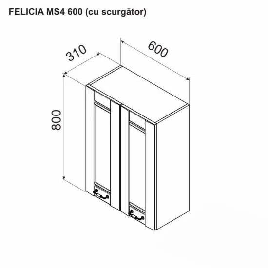 Modul superior Ambianta Felicia MS4 600 scurgator, Gri