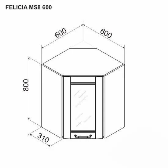 Modul superior Ambianta Felicia MS8 600 de colt, Gri