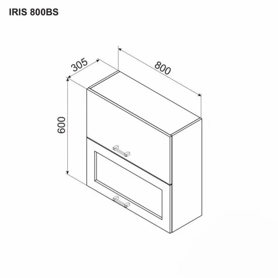 Modul superior Ambianta Iris 800 BS usi cu sticla, Alb Samoa