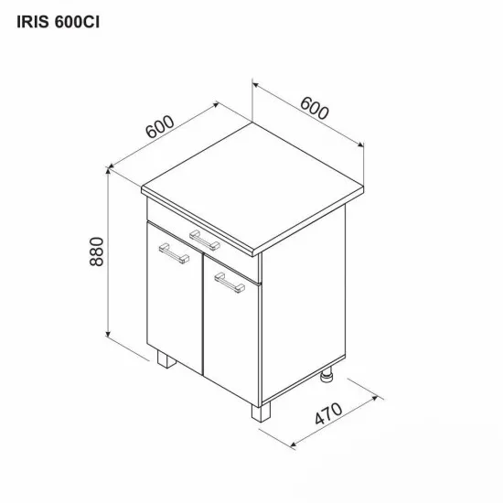 Нижний кухонный шкаф Ambianta Iris 600 CI, Alb Samoa