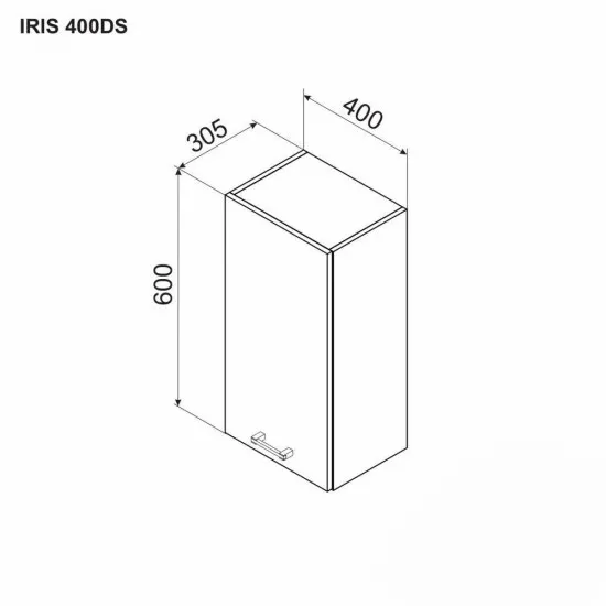 Верхний кухонный шкаф Ambianta Iris 400 DS, Alb Samoa