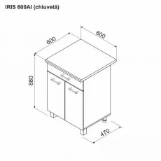 Modul inferior Ambianta Iris 600 AI chiuveta, Alb Samoa